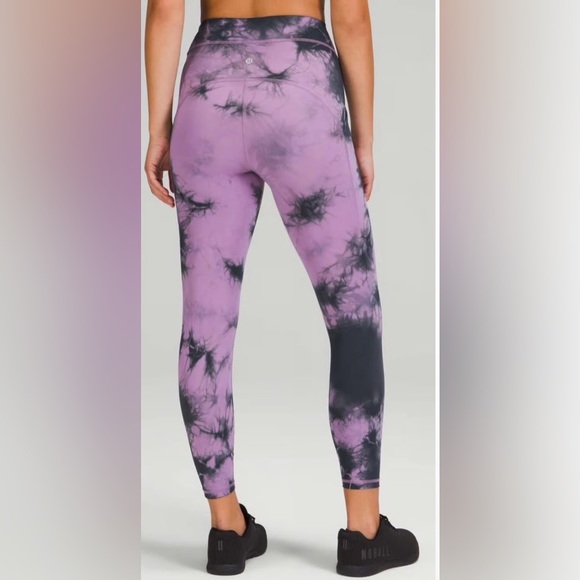 Lululemon 6 Power Thru High-Rise 25" Over Tie Dye Wisteria Purple Graphite Grey - Picture 1 of 9